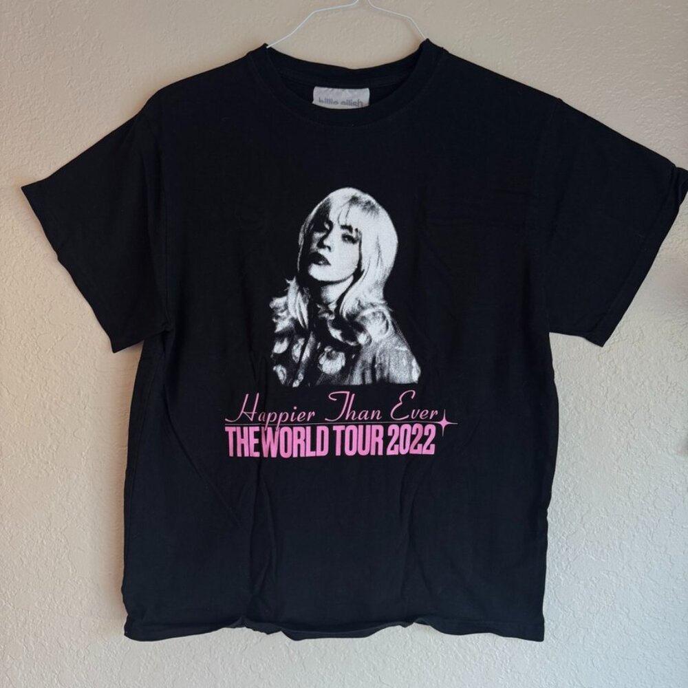 Billie Eilish Happier Than Ever World Tour 2022 Black Graphic Tee - Size Small